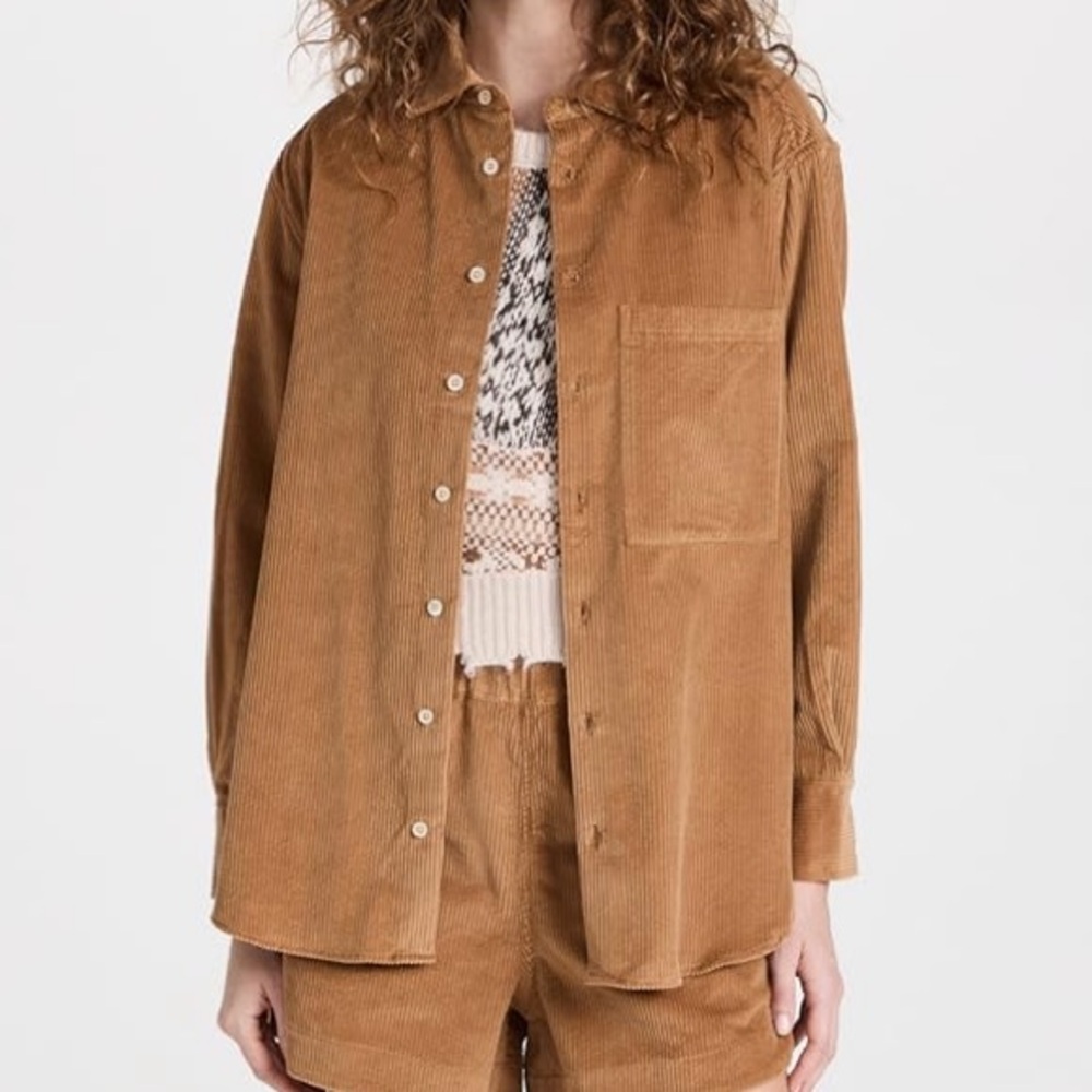 NWT AYR “deep end” corduroy shirt in “Tahitian vanilla” color